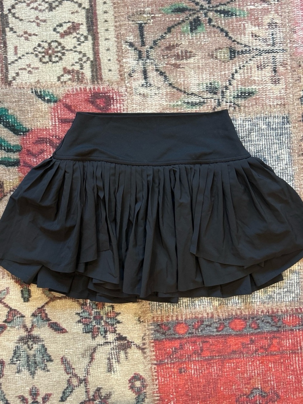 Black Pleated Mini Exercise Skirt - Women's Flowy Tiered Skirt